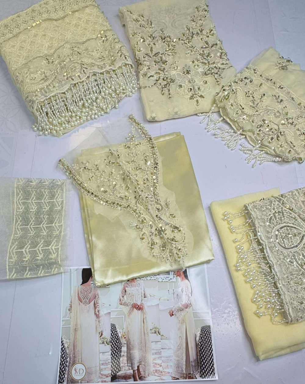 Maria B Cream White Chiffon Embroidered Suit