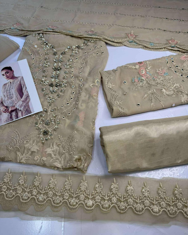 Maria B Chiffon Embroidered Dress