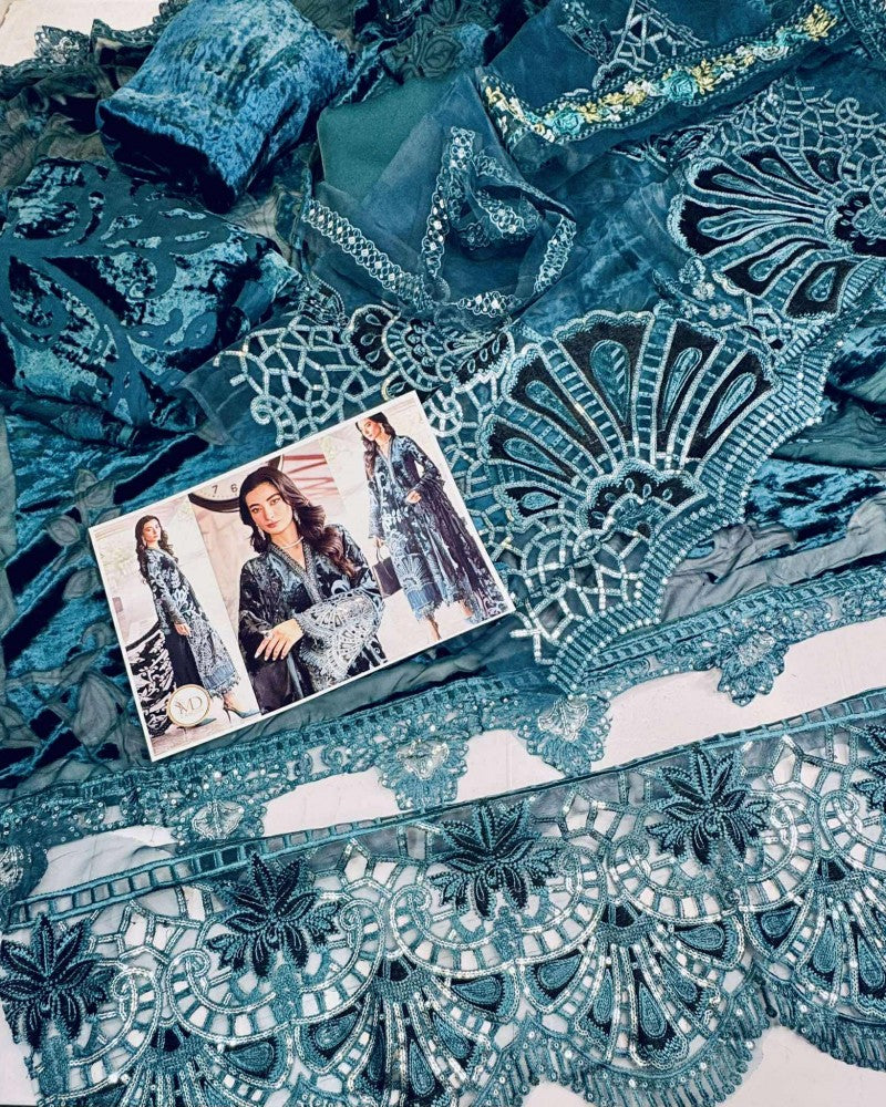 Maria B Teal Blue PALACHI Winter Dress