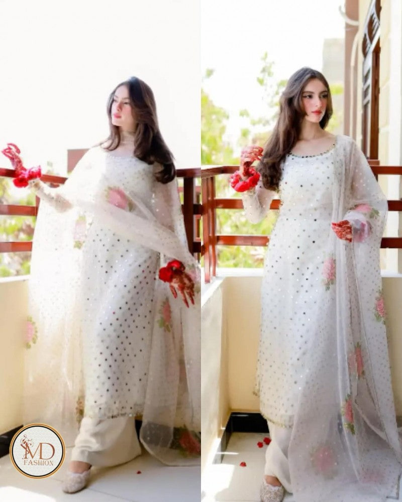 Sheesha Chiffon Outfit With Embroidered Duppata