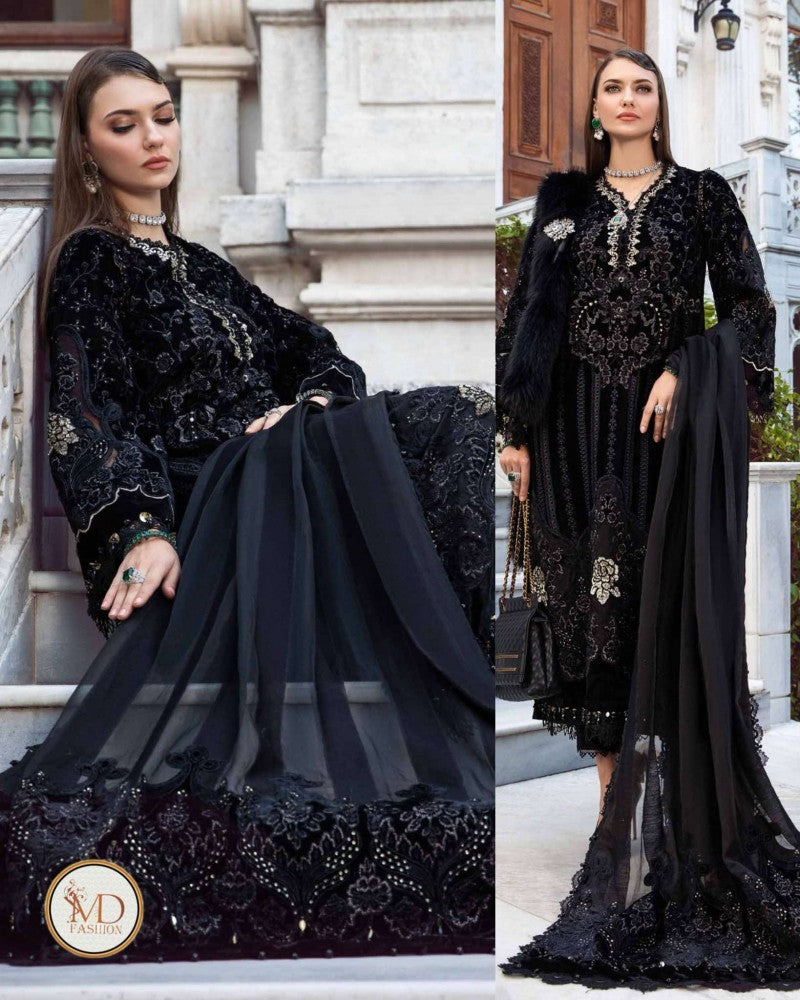 Maria B Velvet Lacer Palachi Black & Gold