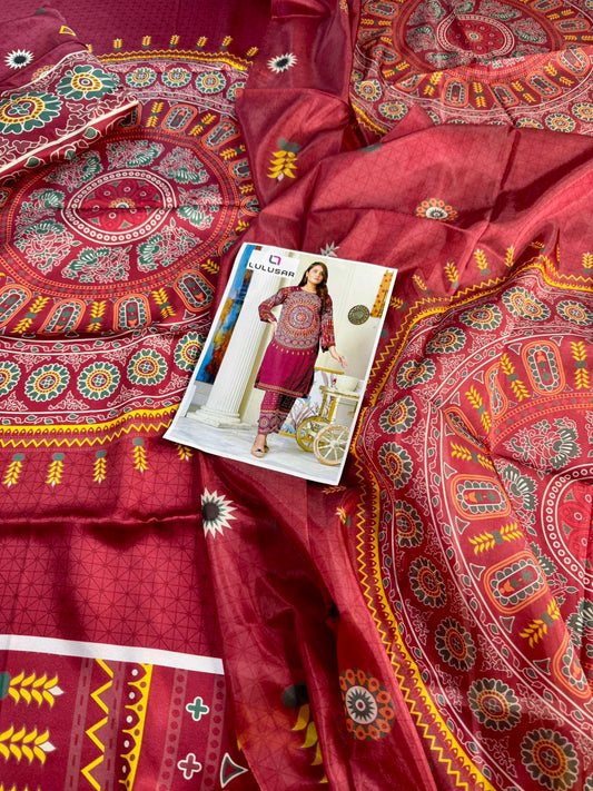 Lulusar Hot Pink Charmuse Silk digital print dress