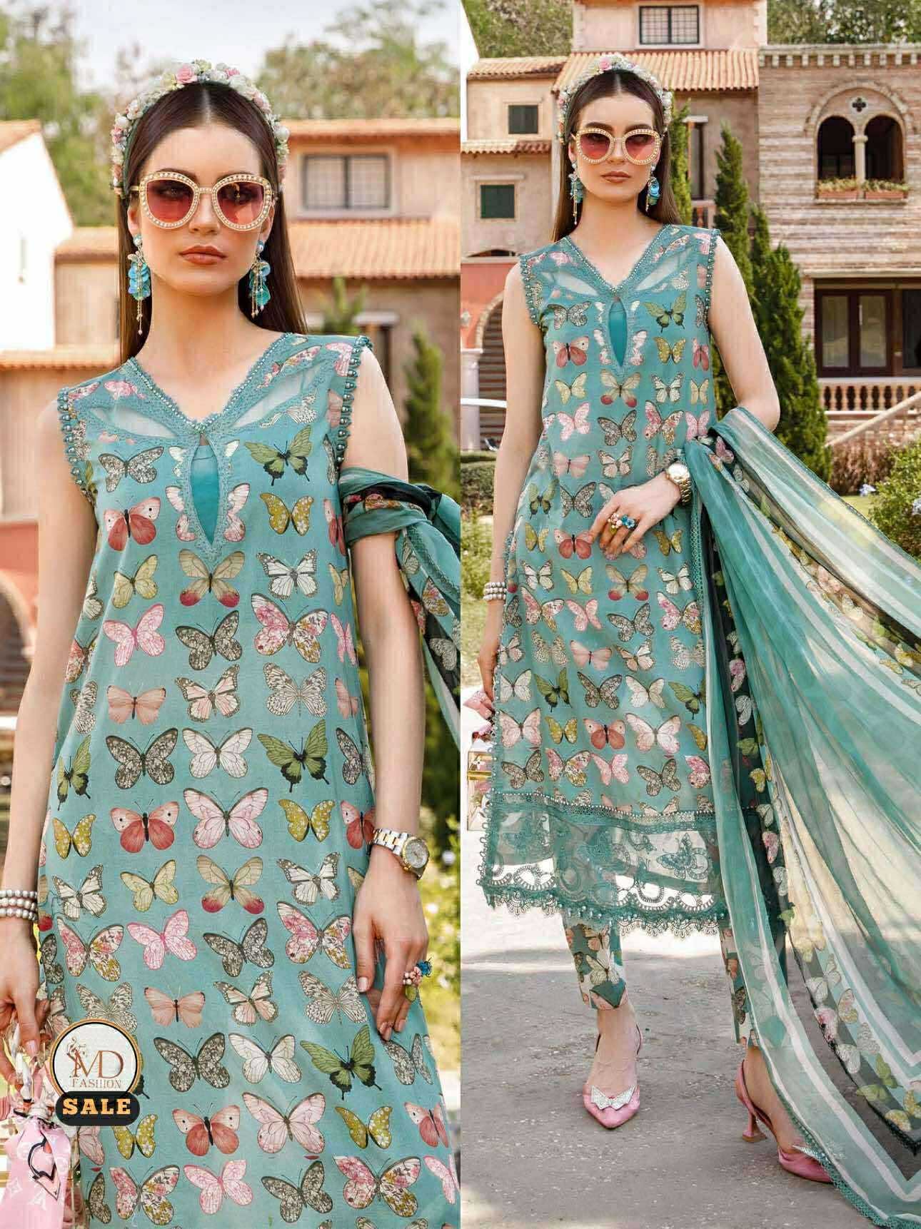 Maria b sea green butterfly Lawn dress