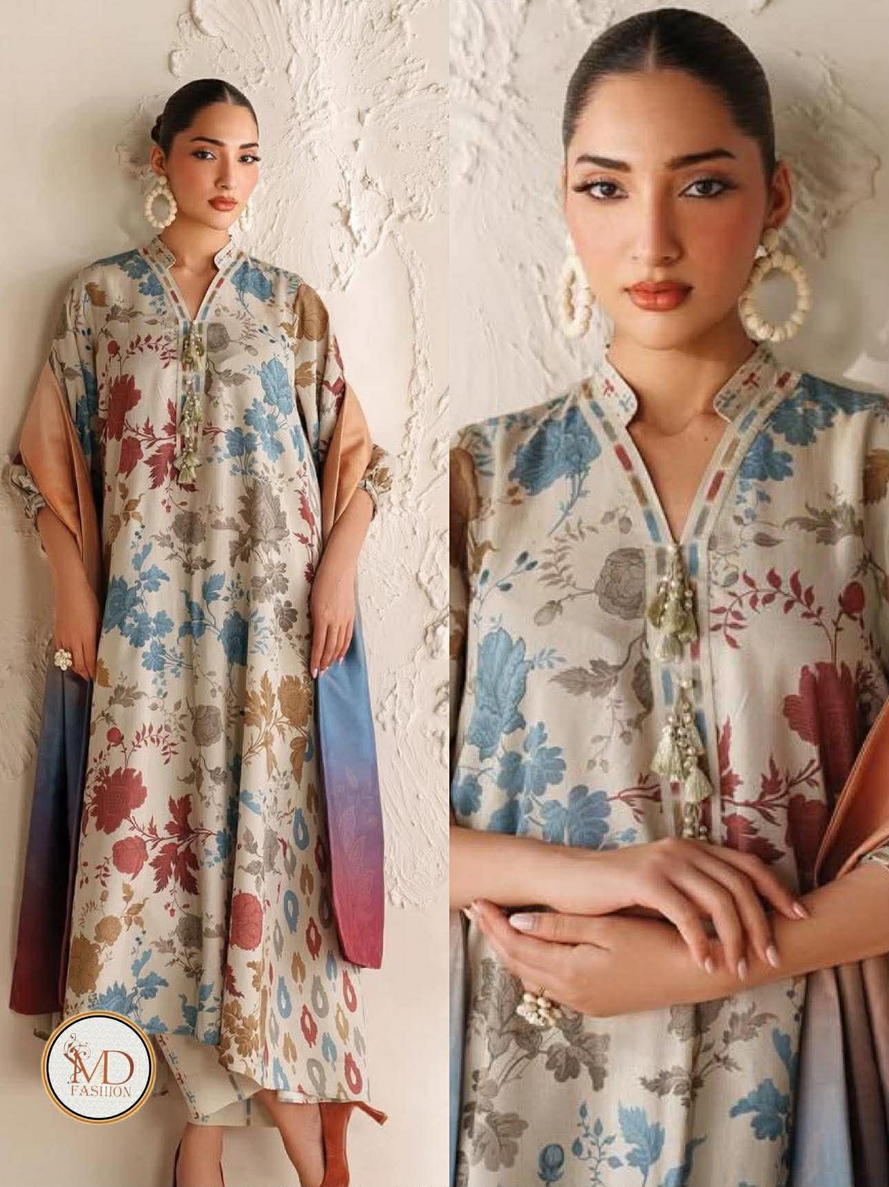 Baroque Multi Printed Lawn chiffon ready duppata
