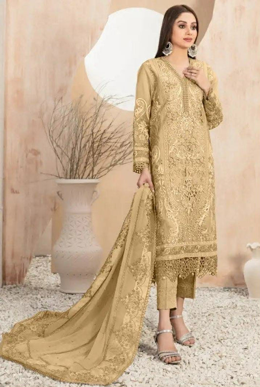 MB tawakal semi stiched pearl cutwork dress