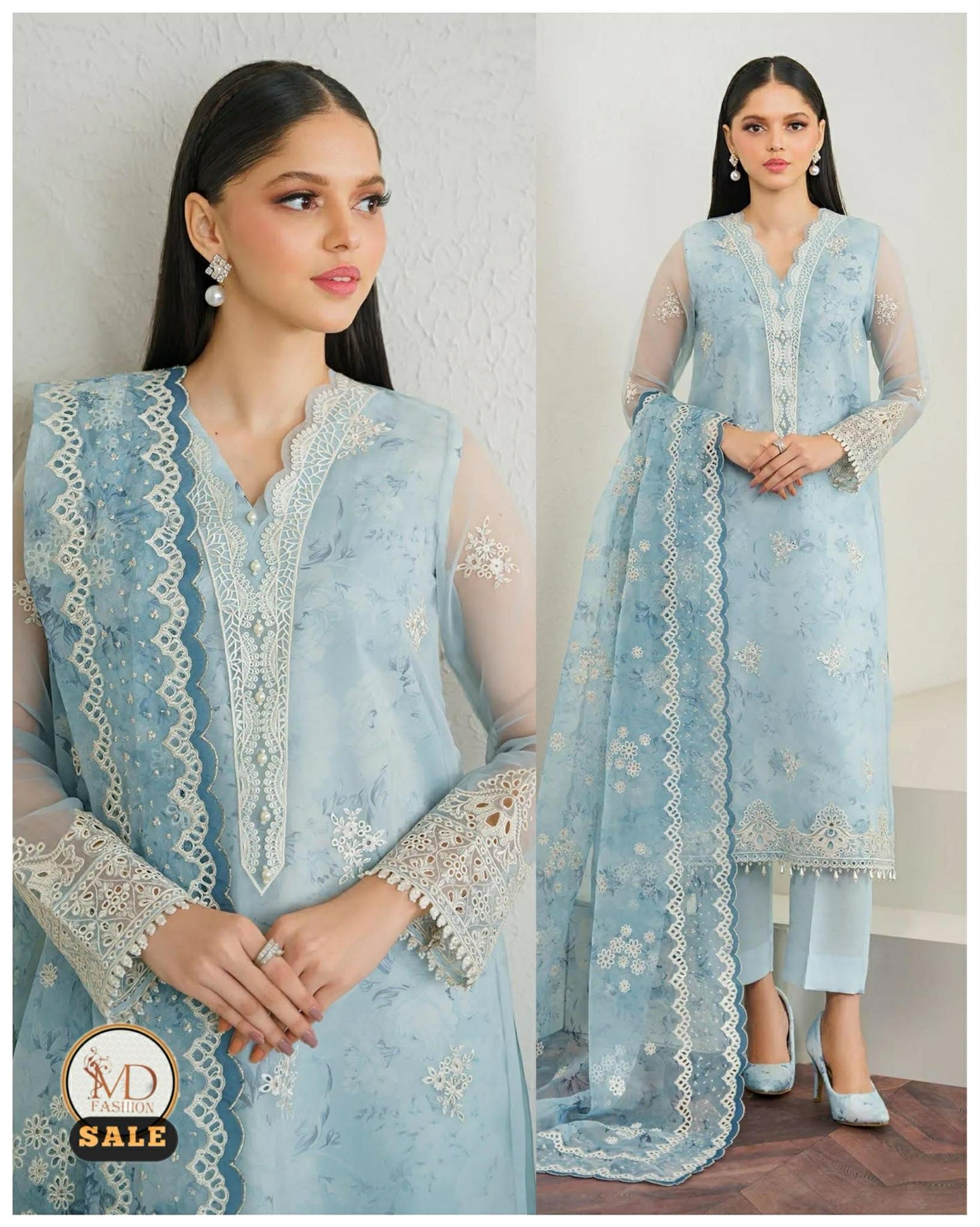 BAROQUE SKY GRAY EMBROIDERED PRINTED 4PCS