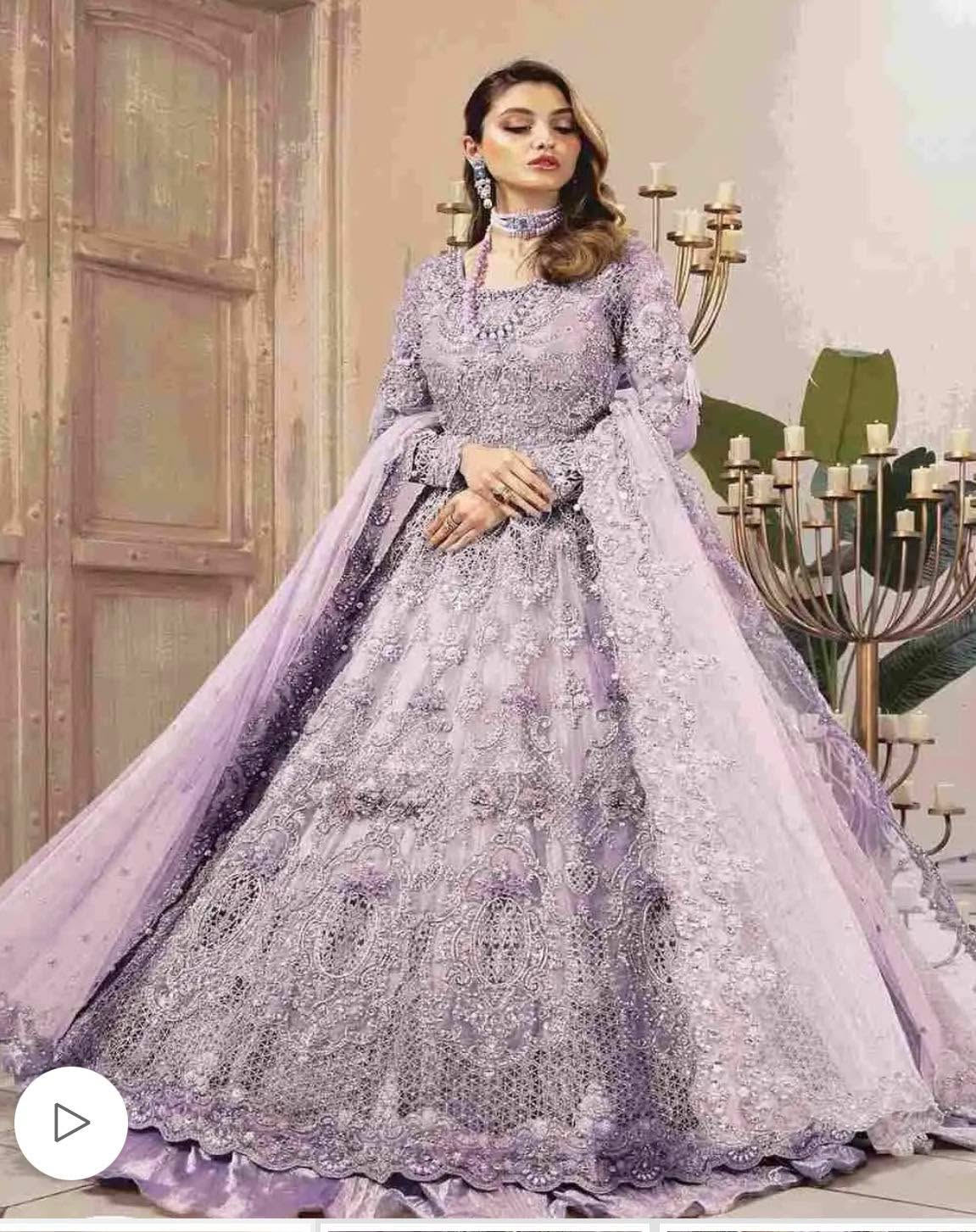 Maria b couture lilac net embroidered maxi