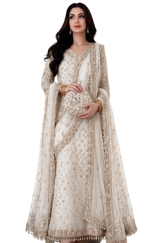 Haris Shakeel Inspired WHITE Bridal Chiffon