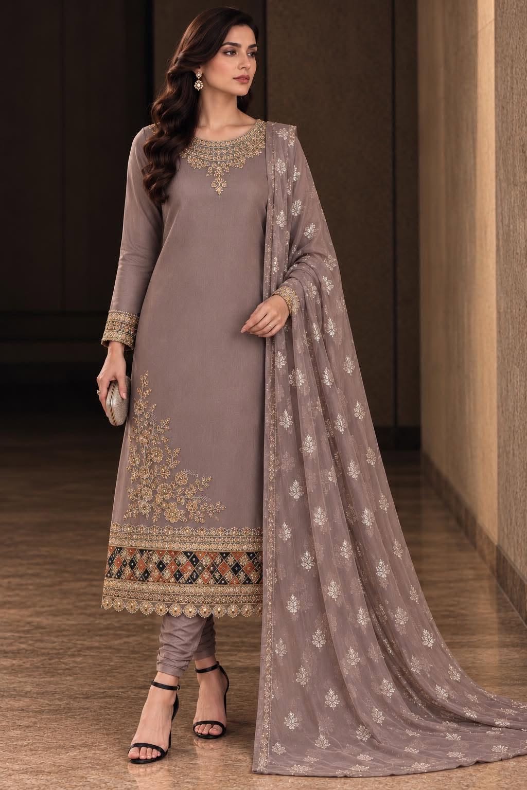 HUSSAIN REHAR INSPIRED ONION PINK SILK