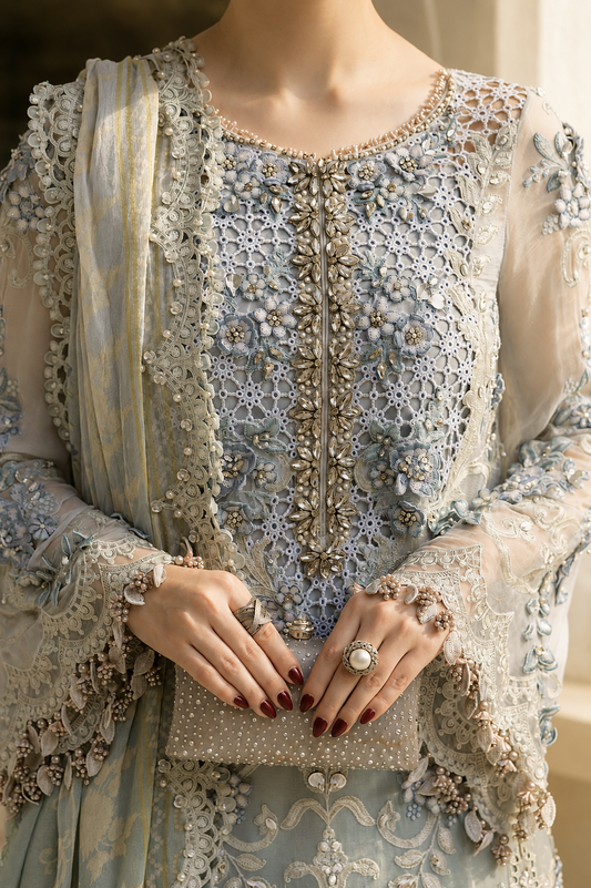 MARIA B INSPIRED POWDER BLUE FORMAL CHIFFON