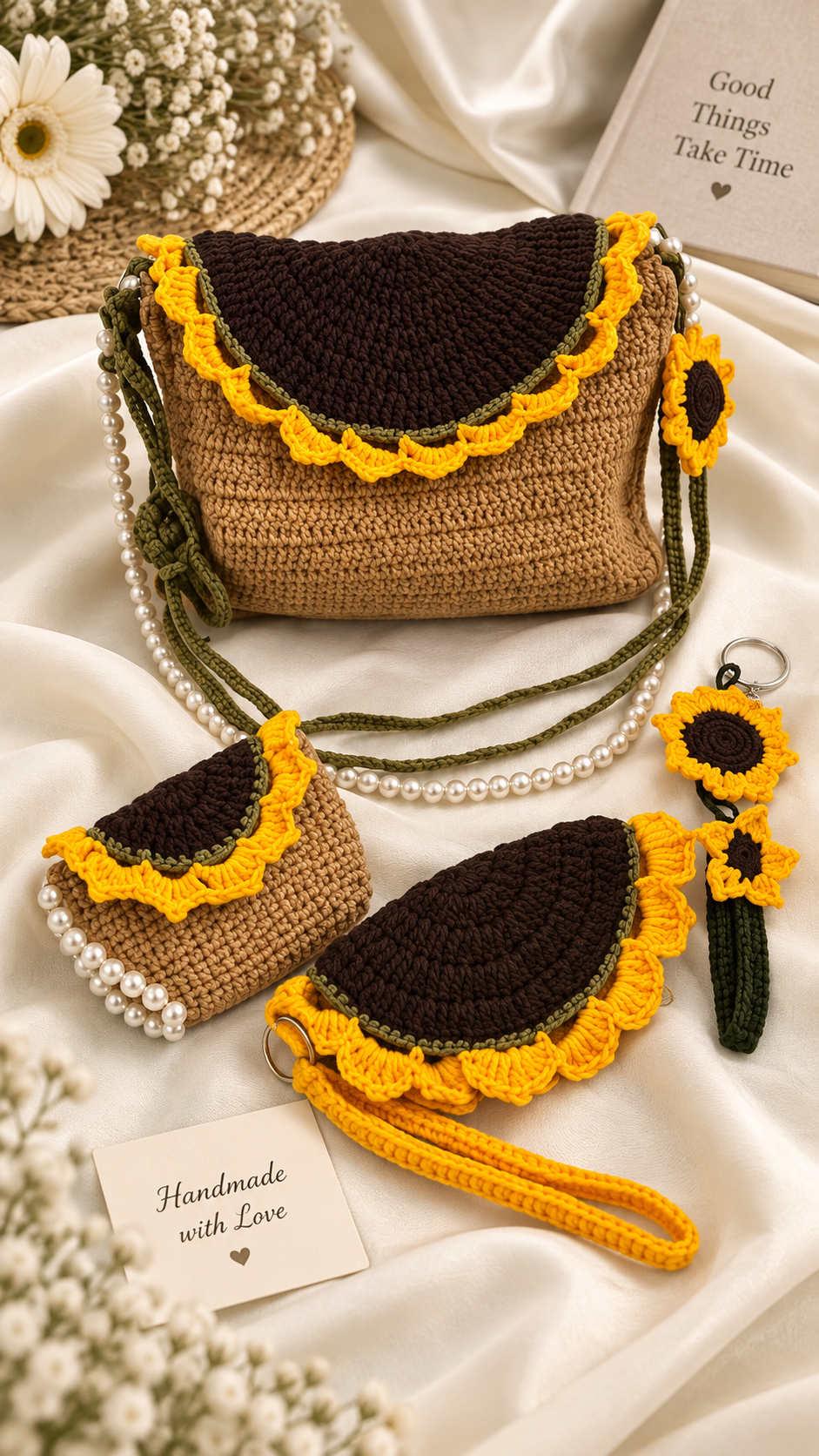 Sunny Crochet Bag Set 5 Piece Handmade Collection