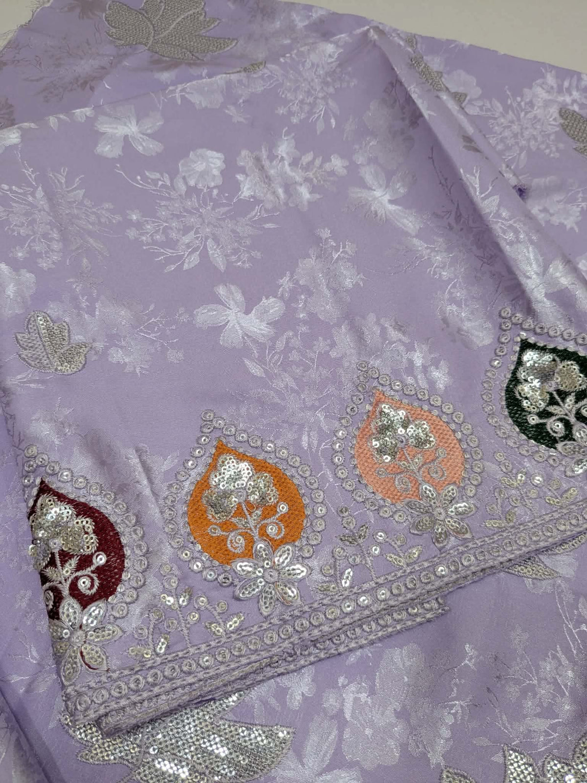 SLEEK Lilac Damask Silk Unstitched
