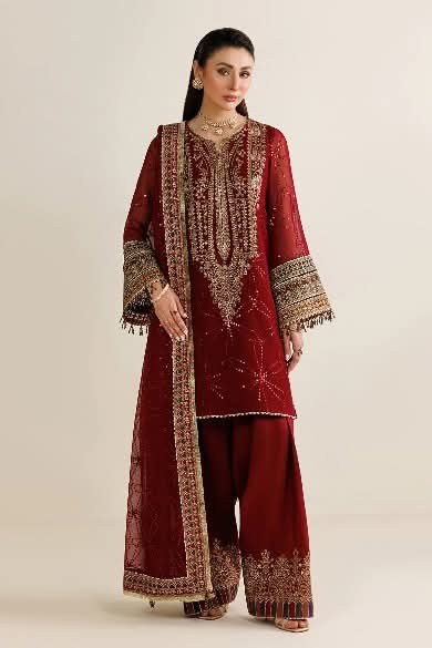 JAZMIN FANCY EMBROIDERED RUBY DRESS