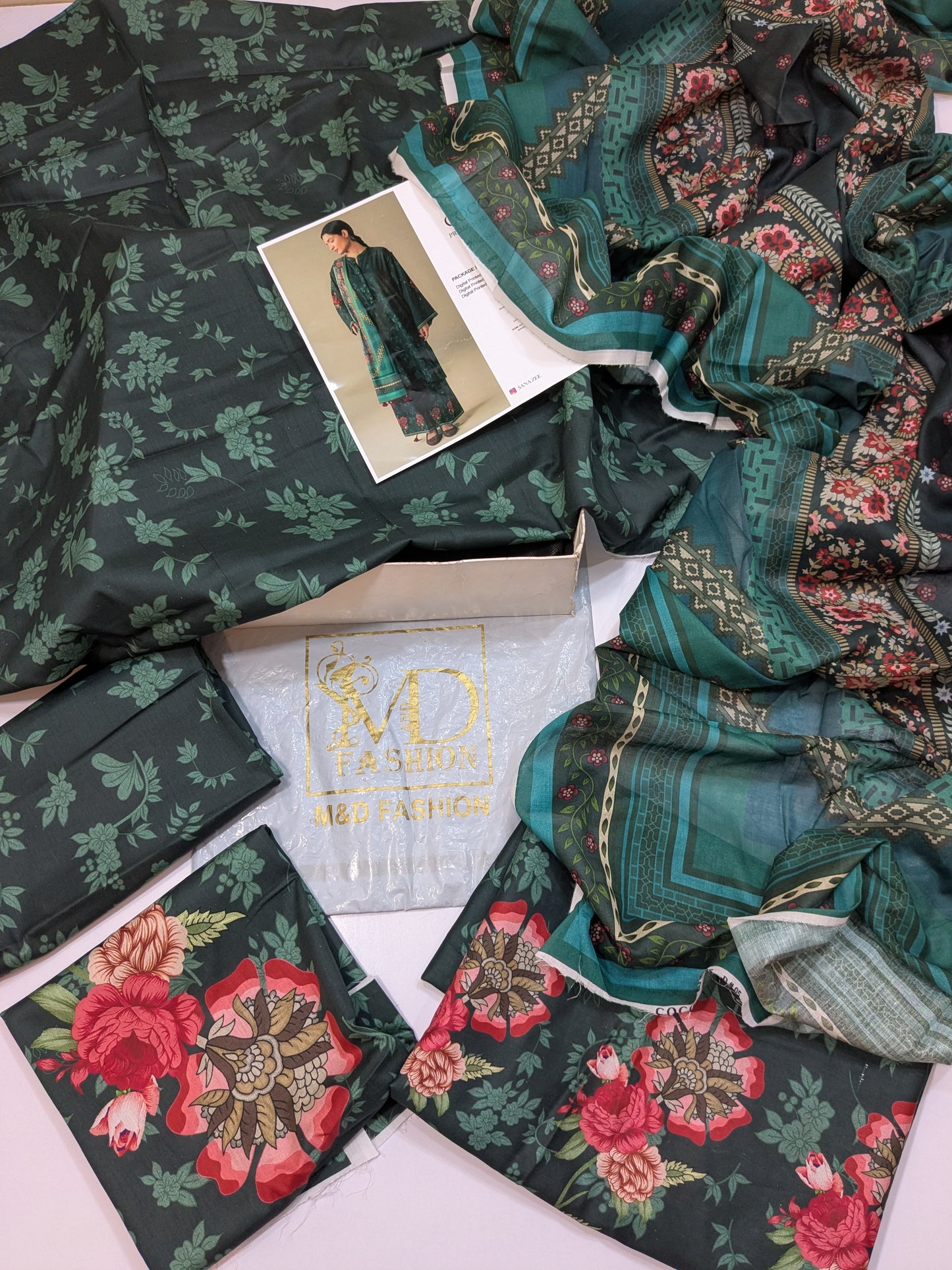 COCO BY ZARA SHAHJAHAN WILD FERN DIGITAL PRINT LAWN DUPPATA