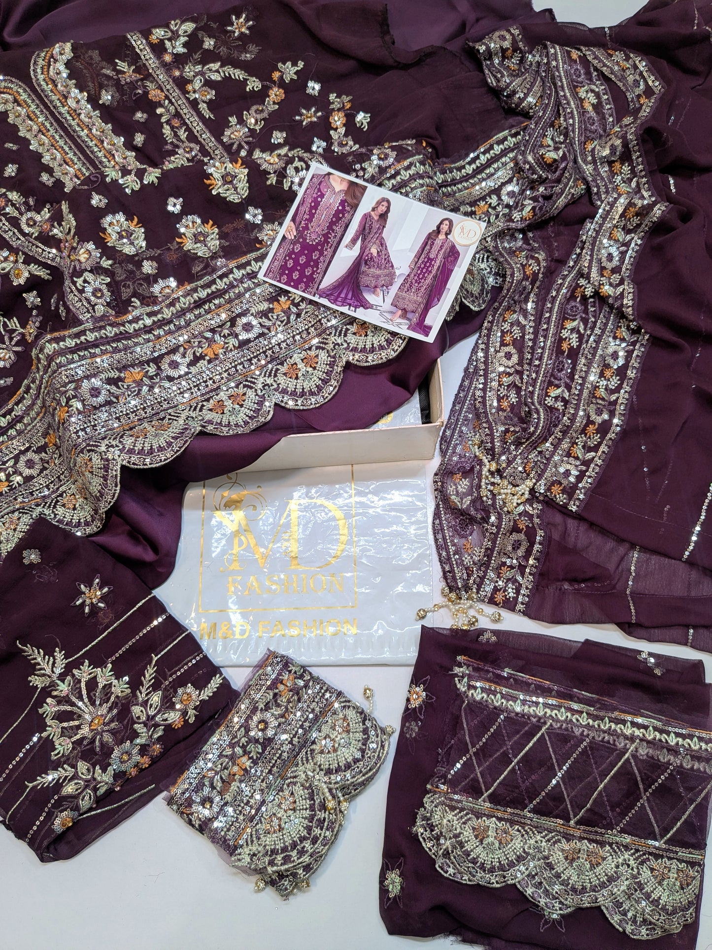 GULAAL INSPIRED CHIFFON HAND EMBELLISHED DRESS