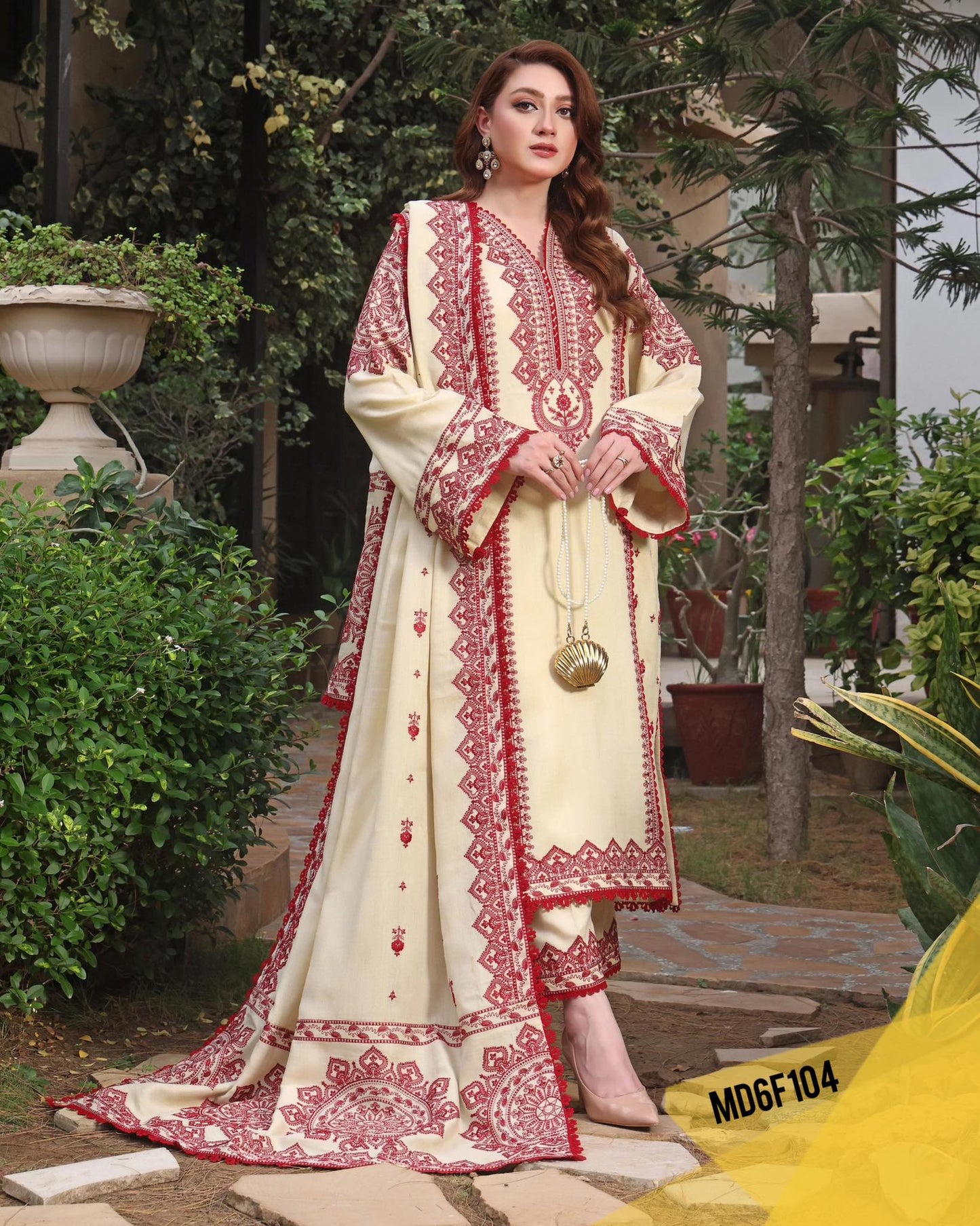ANEELA RUBY CREAM LUXURIOUS LAWN