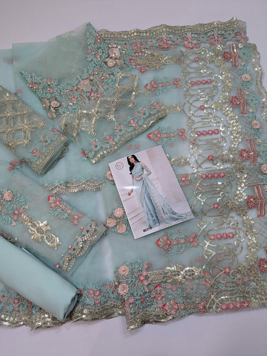 MARIA B SEA NET EMBROIDERED SAREE