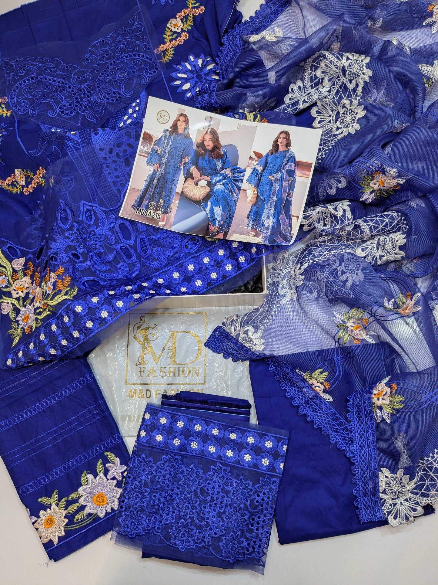 PARISHAY BLUE CHIKENKARI LAWN EMBROIDERED