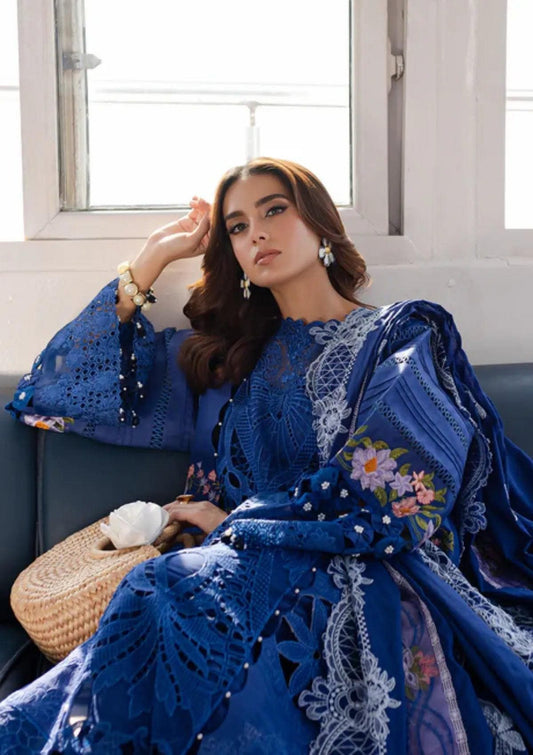 PARISHAY BLUE CHIKENKARI LAWN EMBROIDERED