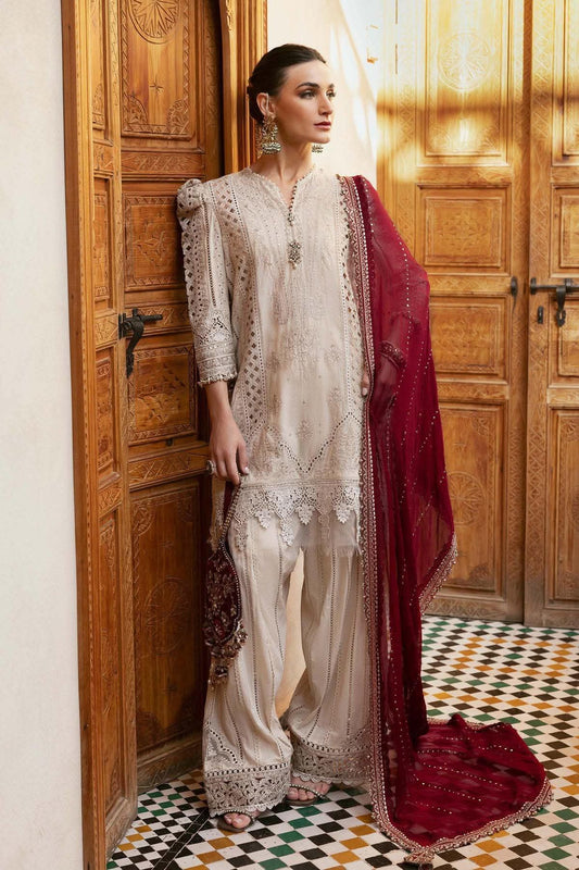 Maria b skin with maroon chikenkari lawn