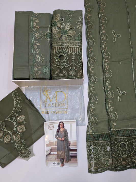KUAWB COLLECTION MUTED OLIVE LAWN COTTON