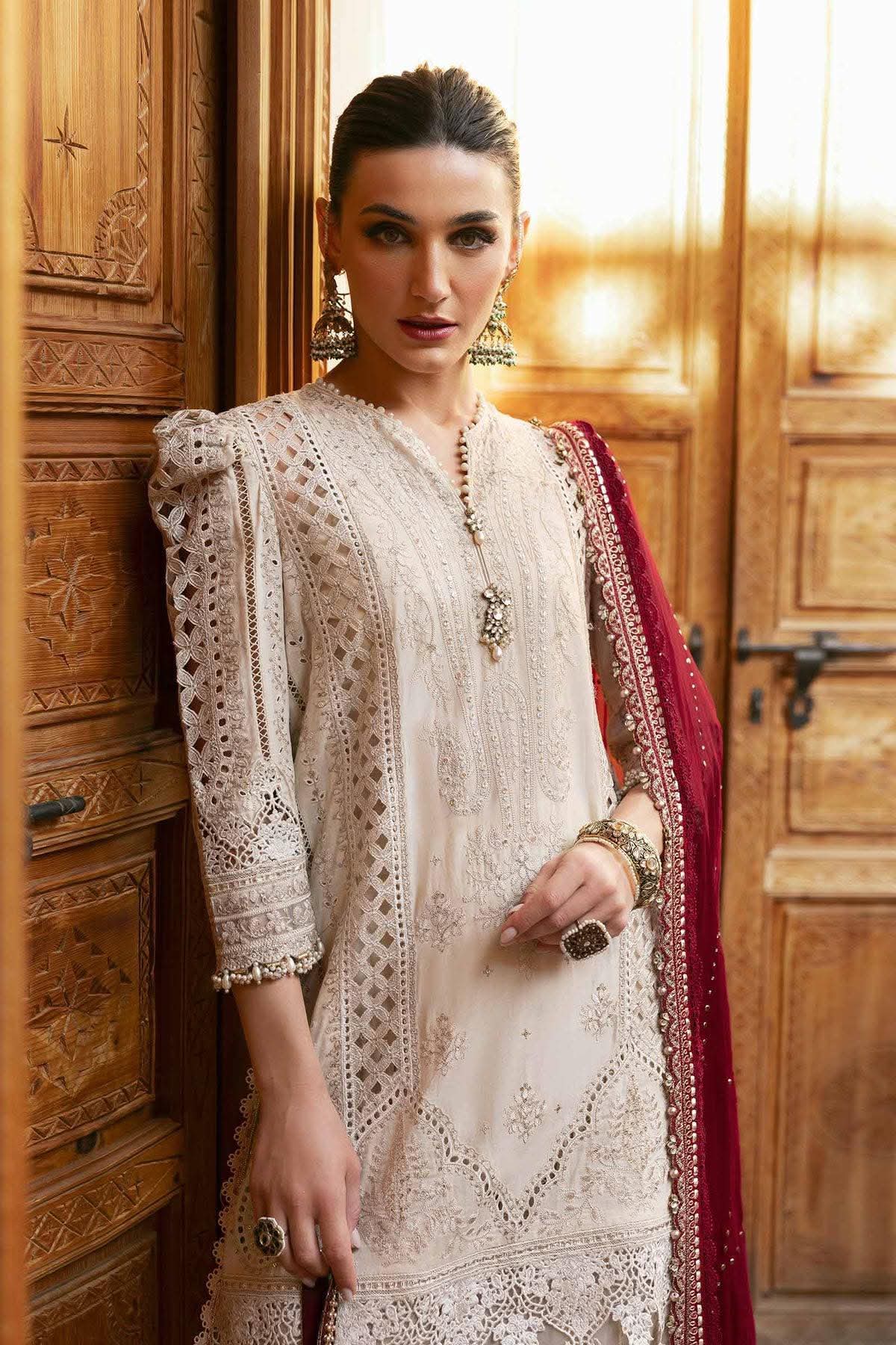 Maria b skin with maroon chikenkari lawn