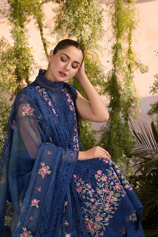 SOBIA NAZIR BLUE 4A LUXURY CHIKENKARI LAWN UNSTICH