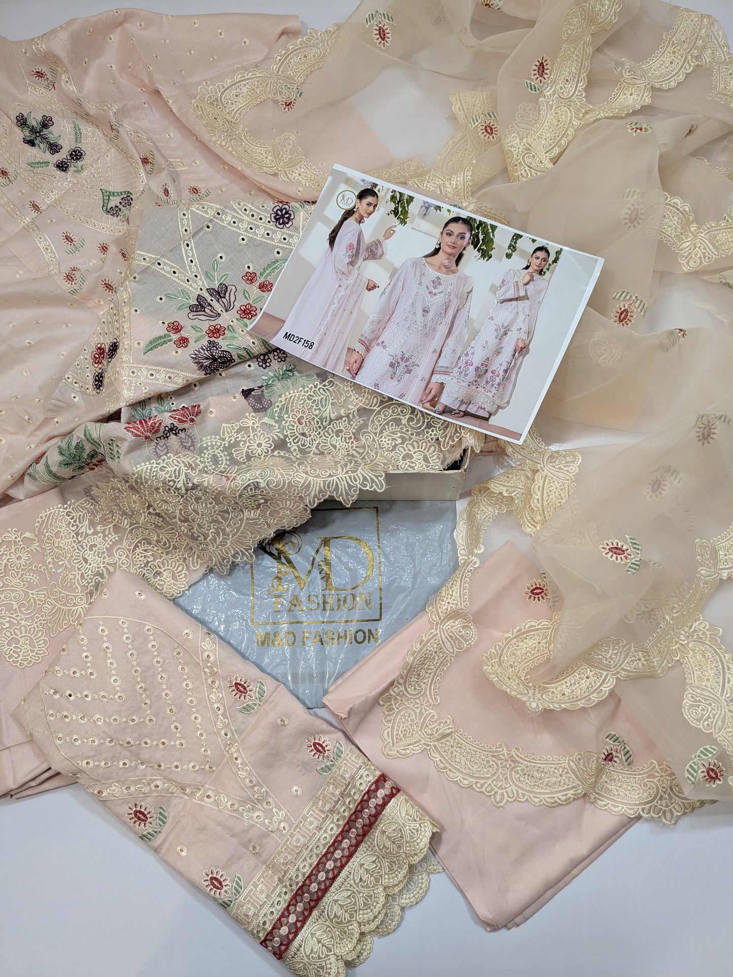 Pastels with white Luxurious chikenkari Lawn