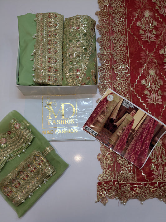 CRIMSON INSPIRED ANECDOTES EMBROIDERY DUPPATA