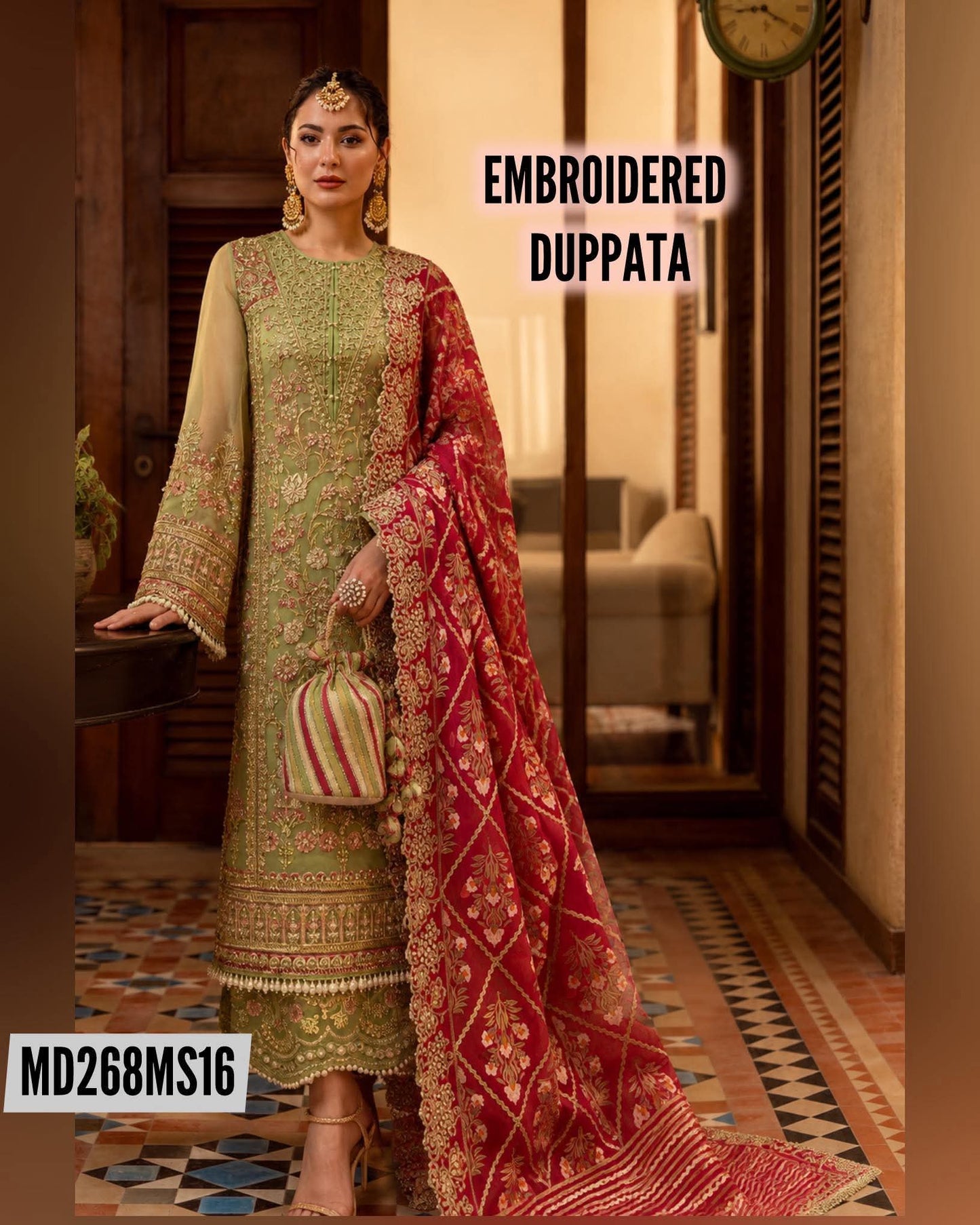 CRIMSON INSPIRED ANECDOTES EMBROIDERY DUPPATA