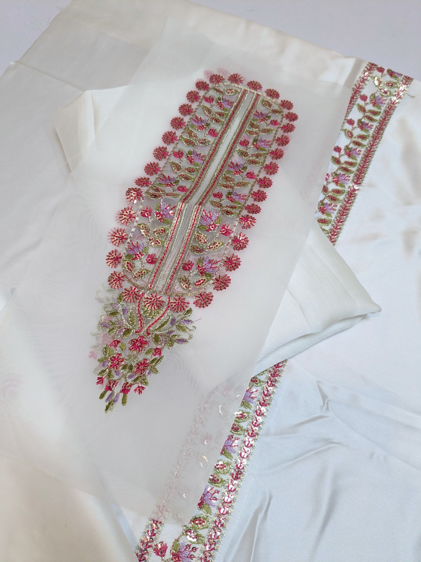 ANEELA INSPIRED WHITE SILK EMBROIDERED
