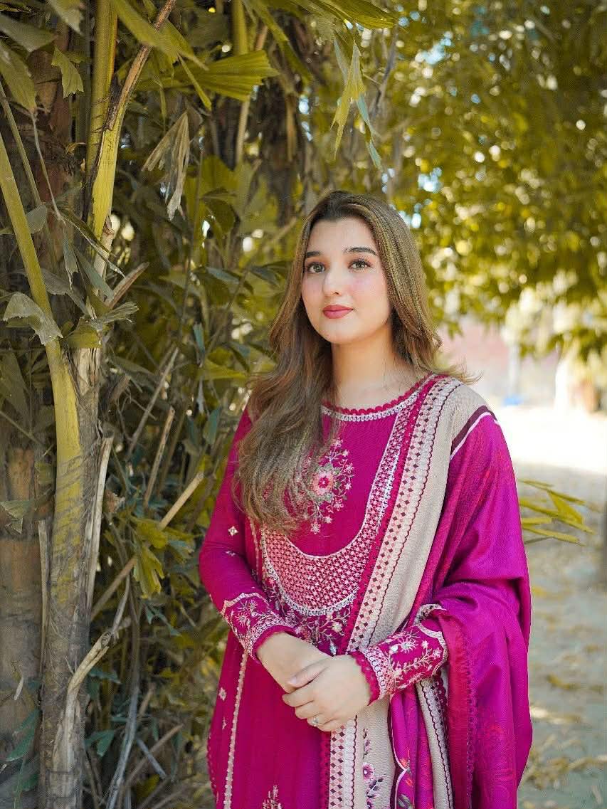 ANEELAS COLLECTION KHADDAR SHOCKING PINK DRESS