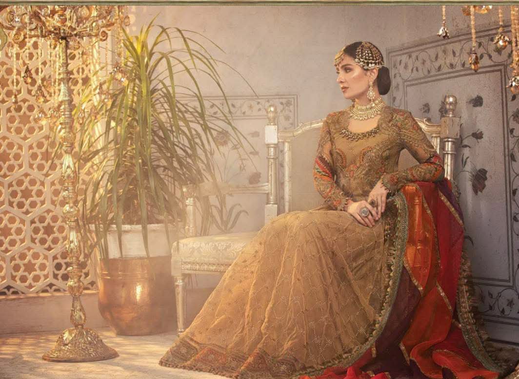 MARIA B VINTAGE GOLD ORGANZA EMBROIDERED