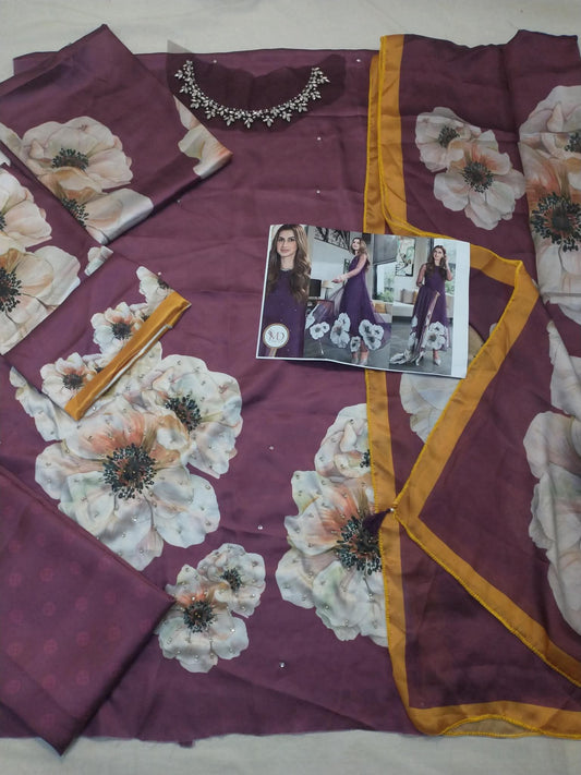 LULUSAR INSPIRED EMBROIDERED PURPLE SILK