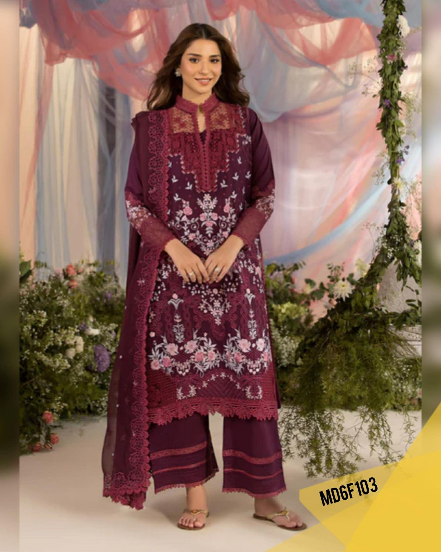 SOBIA NAZIR BURGUNDY PLUM RAMSHA LUXURIOUS LAWN