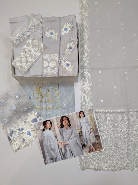 AZURE BREEZE LAWN ICE GREY EMBROIDERED