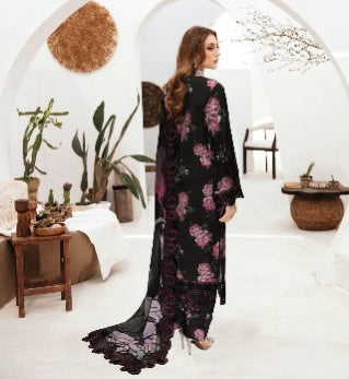 RAMSHA BLACK LAWN WITH EMBROIDERED DUPPATA