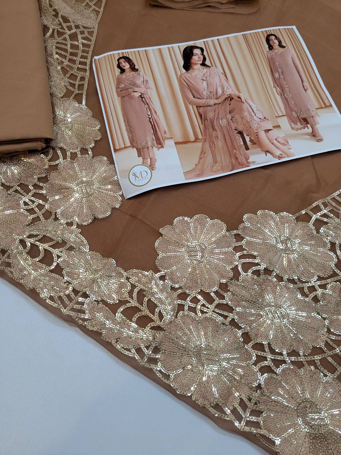 Iznik Chiffon cutwork embroidered dress