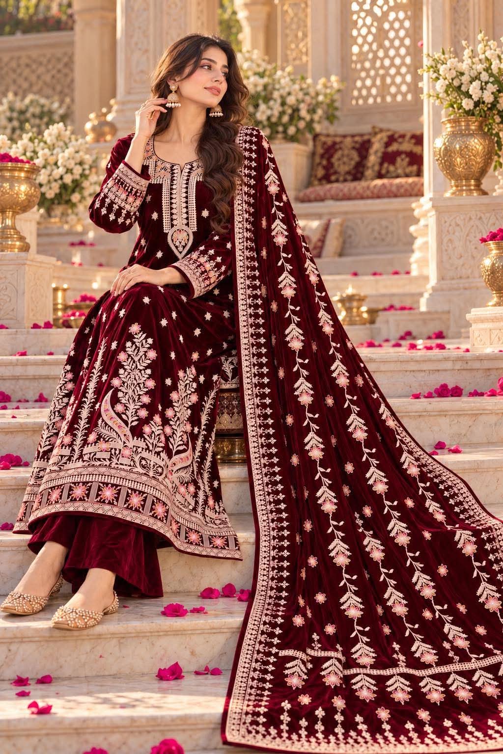 Emaan Adeel Inspired Luxury Velvet Shawl Dress