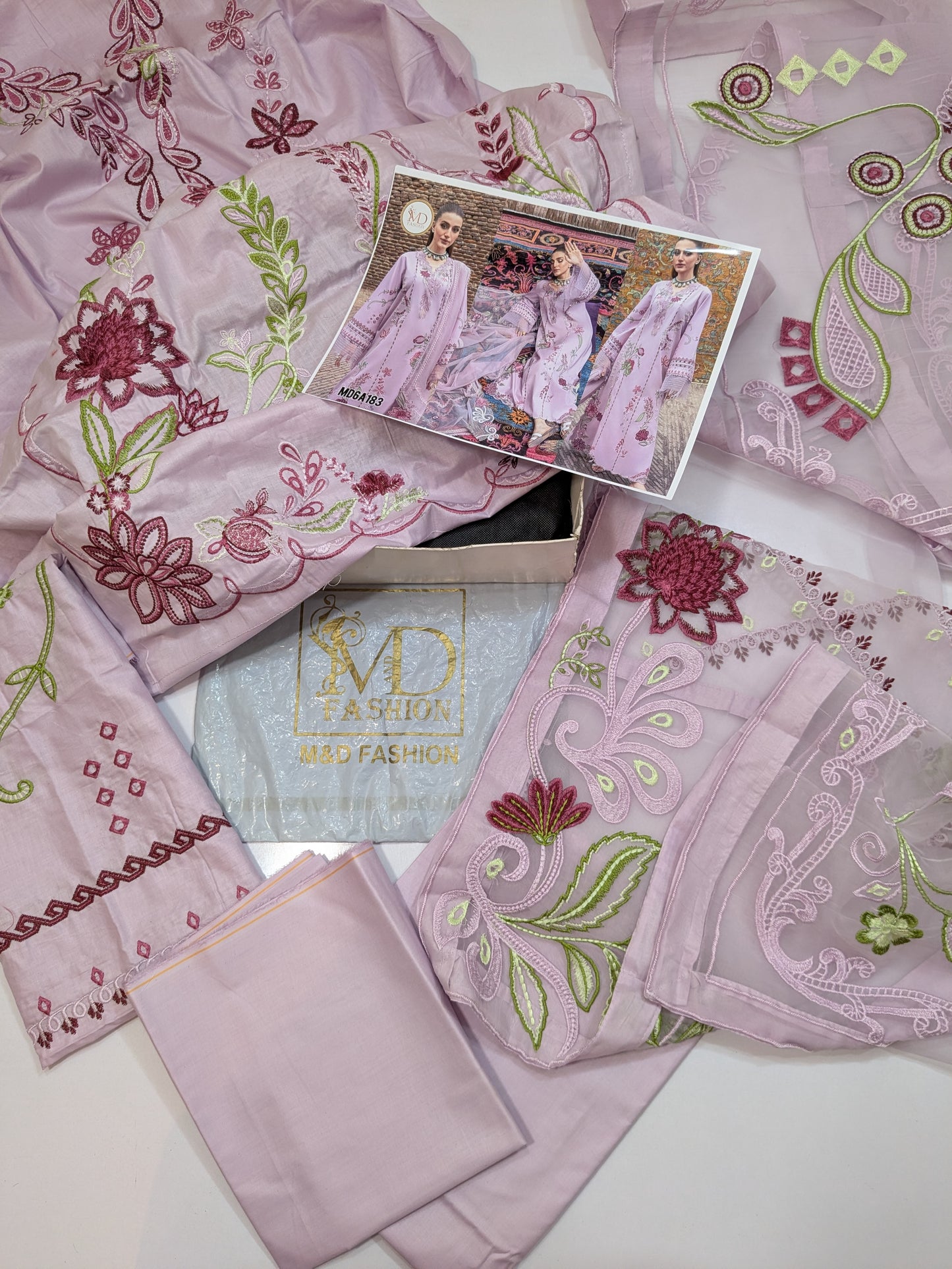 CRIMSON TASAWAR MIRROR GARDEN LAWN EMBROIDERED