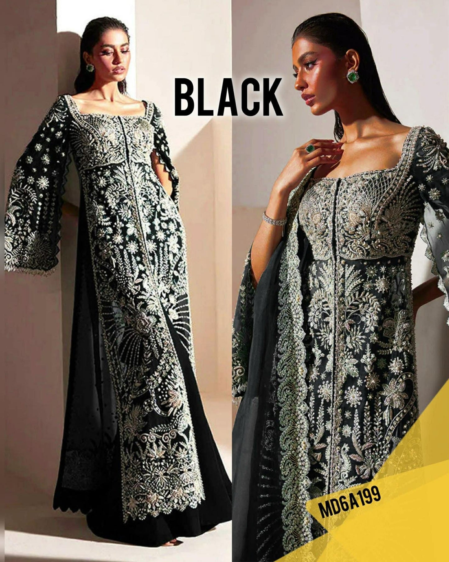 SORAYA LUXE BLACK FULL HAND EMBELLISHED PARTY WEAR