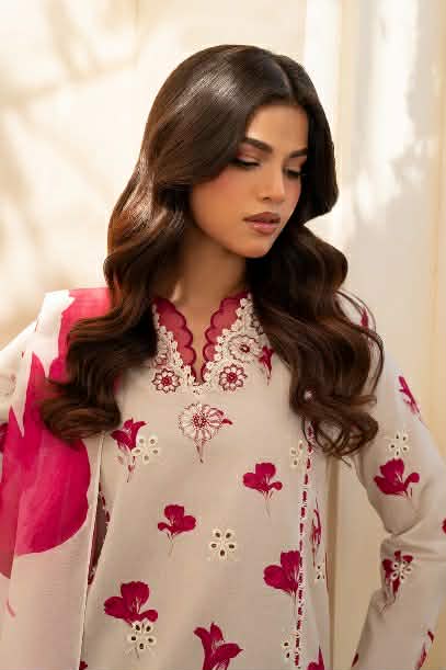 IZNIK LAWN CHIKENKARI EMBROIDERED CREAM WHITE
