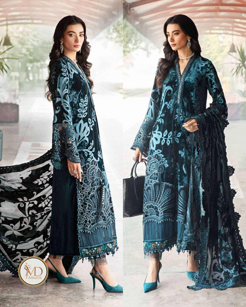 Maria B Teal Blue PALACHI Winter Dress