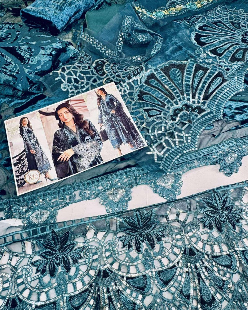 Maria B Teal Blue PALACHI Winter Dress