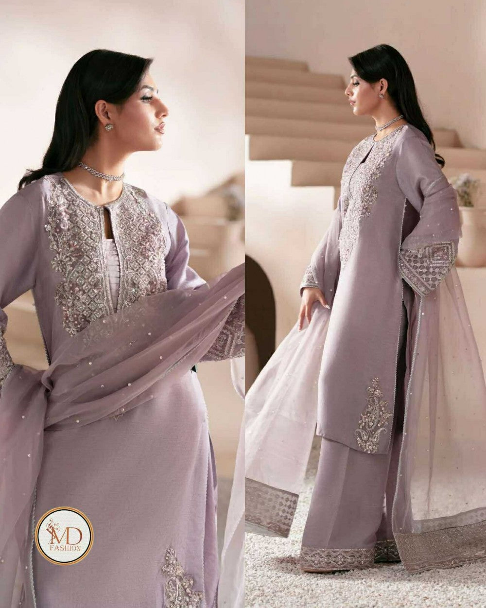 AJR COUTURE Lama SILK Gray SYMPHONY LUXE FESTIVE