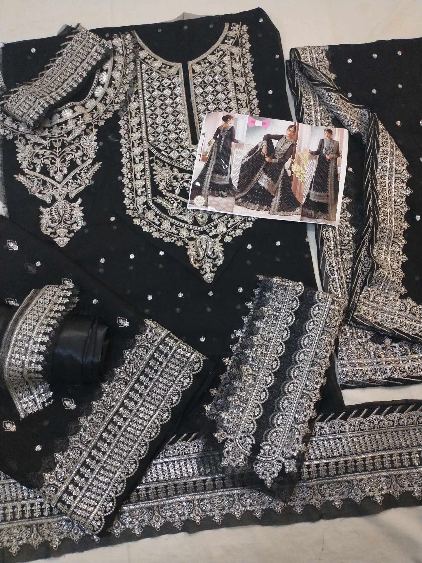 ASIM JOFA CHANDNI CHIFFON BLACK DRESS