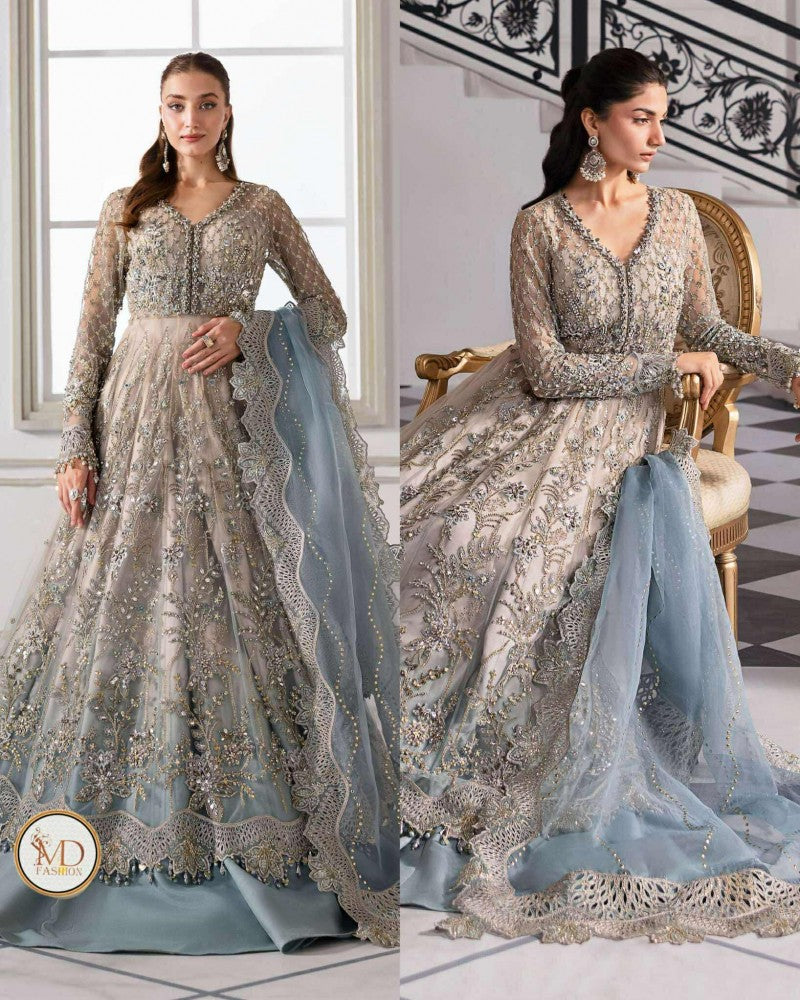 Maria B Skin Pearl Blue Maxi Lahenga