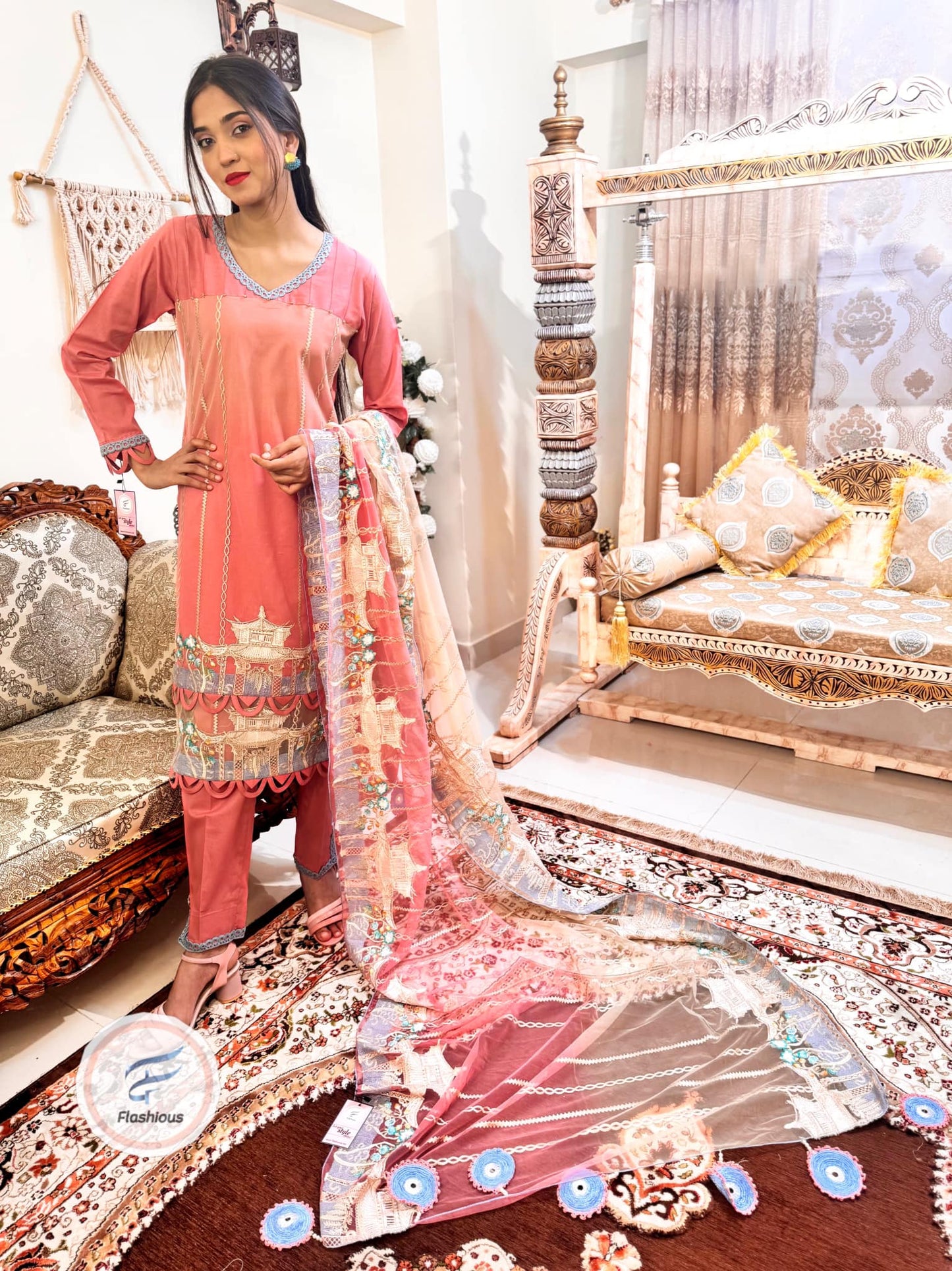 Tea Crystals 3 Piece Complete Stitched Dress