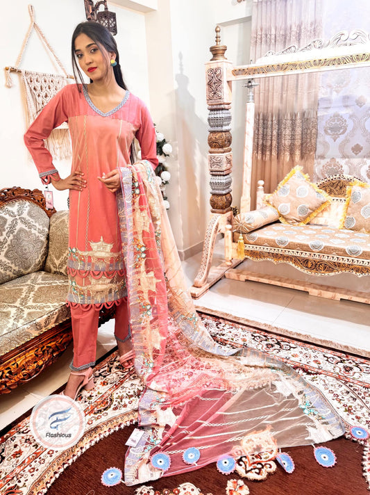 Tea Crystals 3 Piece Complete Stitched Dress