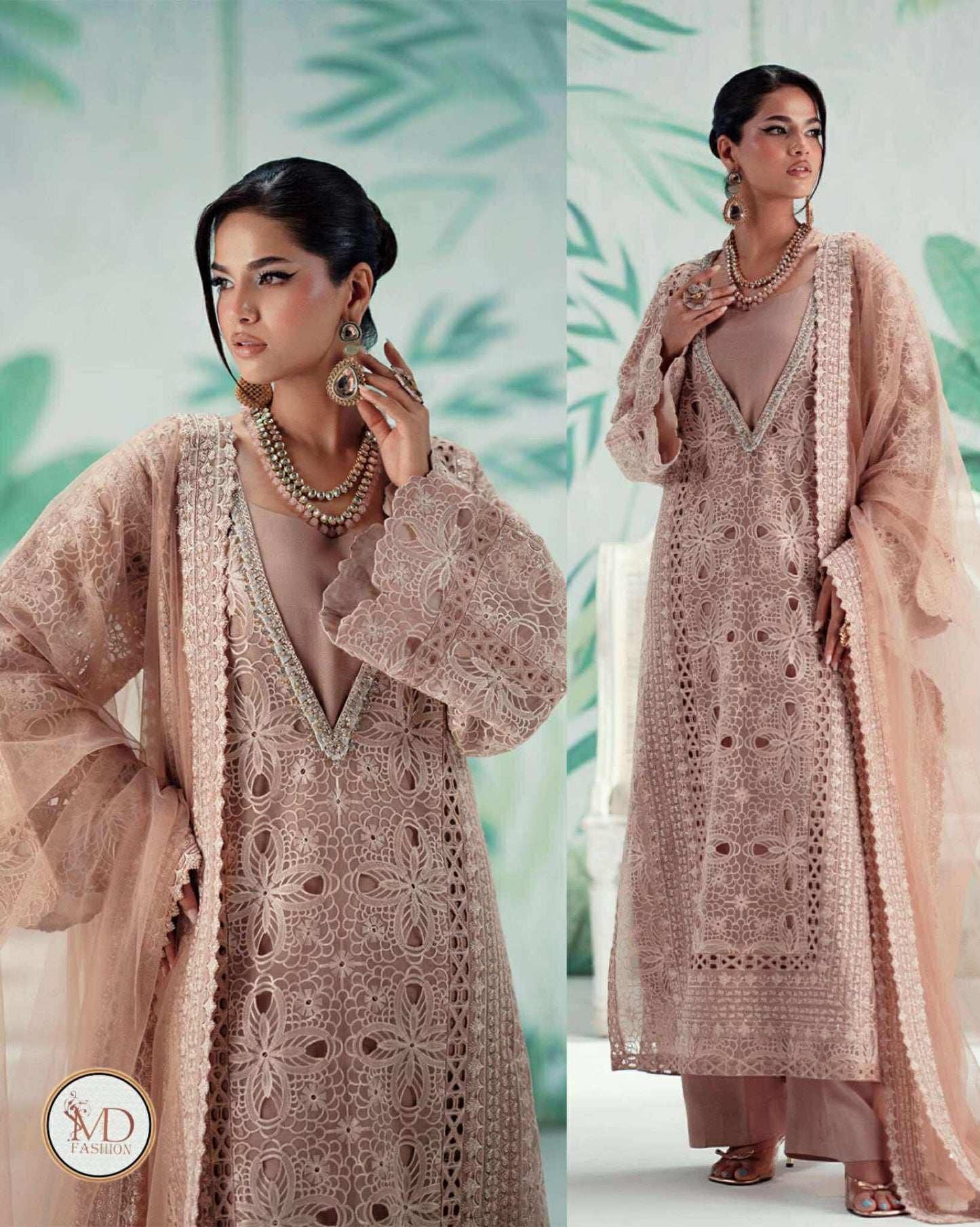 Maryum N Maria Laser Work Detailed Embroidered Dress